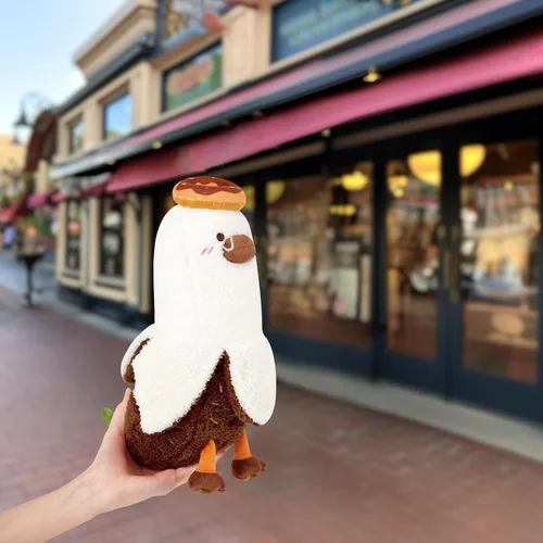 Miniatura 17 de PEACH CAT Peluche de pato de plátano con moño, peluche romántico de 12 pulgadas, almohada de felpa para abrazar, regalo de peluche para novia, Arco