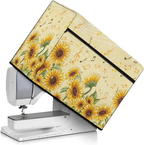 Miniatura 35 de Mumeson Cubierta antipolvo para máquina de coser de gatos negros con flores, para la mayoría de máquinas de coser estándar, plegable, duradera