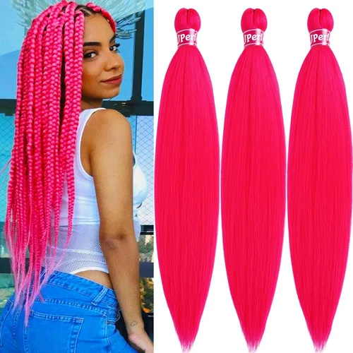Miniatura 34 de Black Braiding Hair Pre Stretched 16 Inch Black Hair Extensions For Braiding Hypoallergenic Pre-stretched Braiding Hair Natural Knotless Crochet