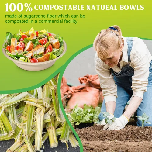 Miniatura 3 de greensight Cuencos de papel para servir para ensalada, helado, postre y sopa caliente, 32 onzas, resistentes, ecológicos, desechables