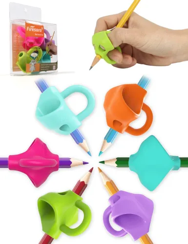 Miniatura 10 de Firesara - Empuñaduras de entrenamiento para lápiz, agarre de entrenamiento para niños, ergonómico, 5 dedos, juegos fijos para corrección de postura