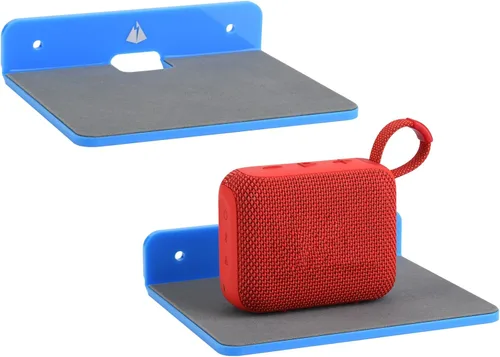 Miniatura 10 de Estantes flotantes pequeños para altavoces, paquete de 2 estantes de pared, soporte de altavoz para altavoz, estante de exhibición de cámara web