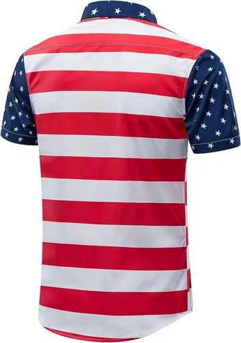 Miniatura 3 de EUOW Camisa hawaiana para hombre, manga corta, con botones, estampada, para verano, playa