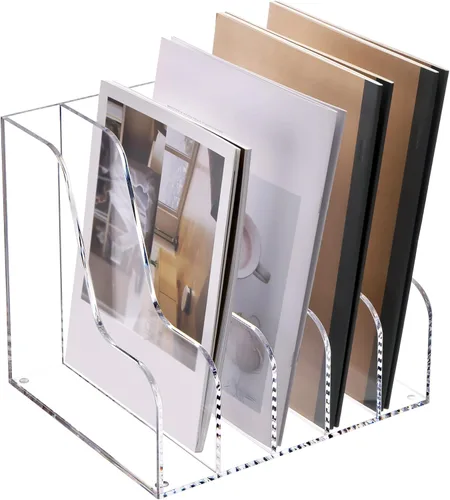 Miniatura 10 de SANRUI Organizador de archivos de acrílico, soporte transparente para archivos, organizador de escritorio para organización y almacenamiento