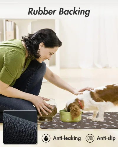 Miniatura 6 de MontVoo Tapete de comida para perros, tapete de alimentación de mascotas para alimentos y agua, dispensador sin manchas, de secado rápido, tapete