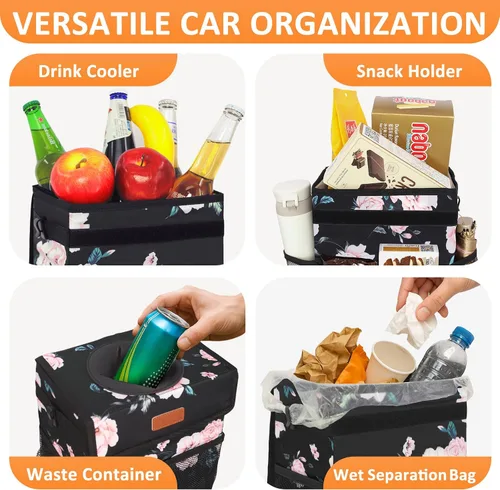 Miniatura 6 de Vankor Papelera para coche de 3 galones con tapa, bolsa de basura colgante impermeable para vehículos, papeleras para automóviles a prueba de fugas