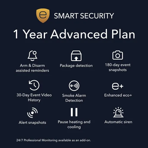 Miniatura 2 de ecobee Paquete de seguridad para el hogar con suscripción avanzada de seguridad inteligente de 1 año, sistema de seguridad inteligente