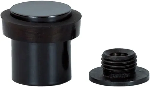 Topes de puerta EVI | Tope de puerta de acero inoxidable negro - Cierre de tornillo - Protector de goma negro - Tope de puerta de 0.79 x 0.99