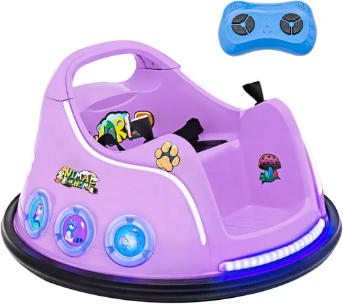 Miniatura 10 de Costzon Coche de parachoques para niños, parachoques eléctrico de 12 V con control remoto, giro de 360 grados, luces intermitentes, música integrada