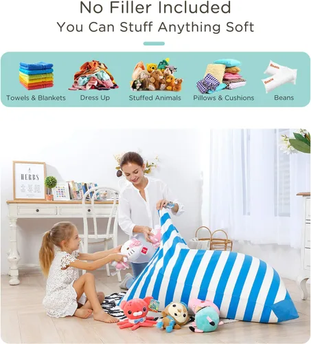 Miniatura 2 de Aubliss - Sillón puf para almacenamiento de animales de peluche, adecuado para niños, niñas y adultos, sólo incluye la funda de puf, con cremallera