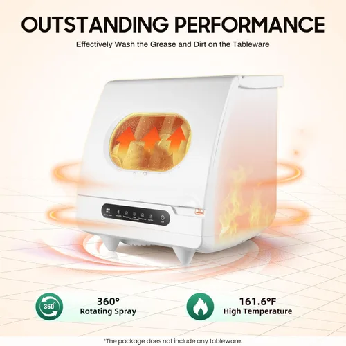 Miniatura 5 de Mini lavavajillas de encimera de 1200 W, control de panel completo, lavadora de platos portátil y compacta, 5 programas de lavado de 2 a 6