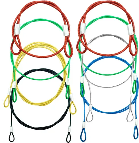 Paquete de 8 correas de seguridad de acero inoxidable, kit de cordón de seguridad recubierto de colores, cable compatible con cámaras deportivas