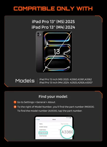 Miniatura 2 de SUPCASE Funda para iPad Pro de 13 pulgadas M5/M4 2025/2024 con soporte para lápices (UB Aero), [soporte ajustable] [contraportada desmontable]