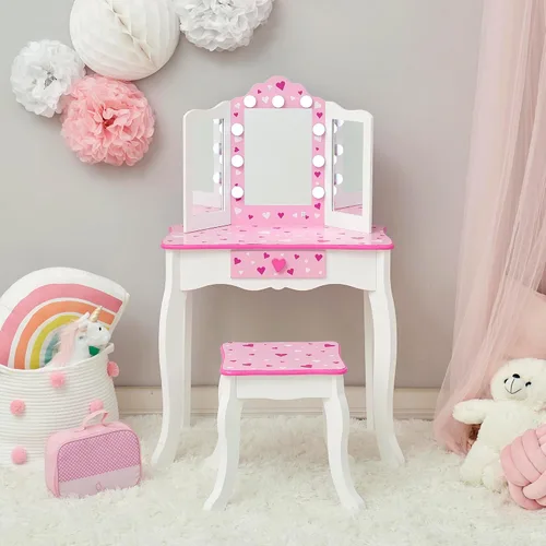 Miniatura 2 de Teamson Kids - Sweethearts Print Gisele Medium Vanity - Blanco/Rosa