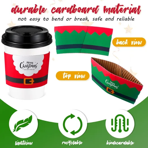 Miniatura 4 de Remerry Paquete de 125 fundas de papel desechables para tazas de café de invierno, Navidad, Papá Noel, té, chocolate caliente, cacao, para tazas