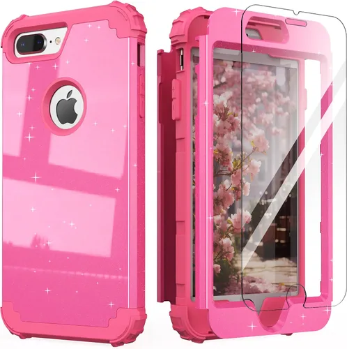 Miniatura 41 de IDweel Funda para iPhone 8 Plus, para iPhone 7 Plus con Protector de Pantalla, 3 en 1 Híbrida Resistente a Golpes de Servicio Pesado, Cubierta Dura