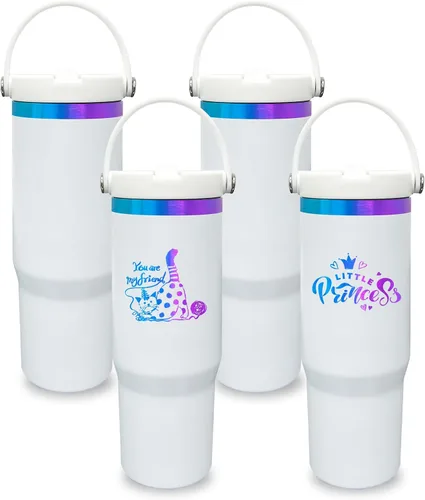 Miniatura 45 de Vaso de 30 onzas con asa superior, vaso aislado al vacío de doble pared con popote abatible, taza de café de viaje de 30 onzas con recubrimiento