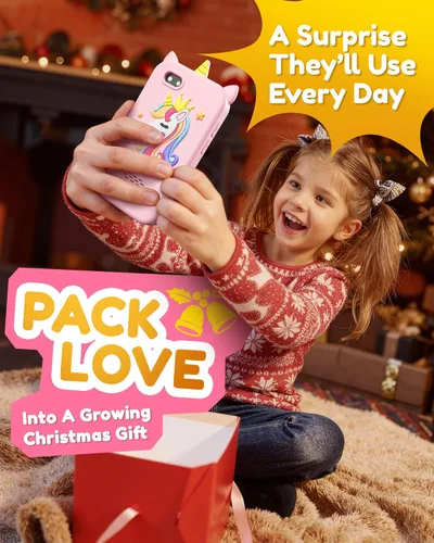 Miniatura 3 de KOKODI Teléfono inteligente para niños, pantalla táctil HD con doble cámara para niños, regalos de cumpleaños de Navidad, dinosaurio, teléfono