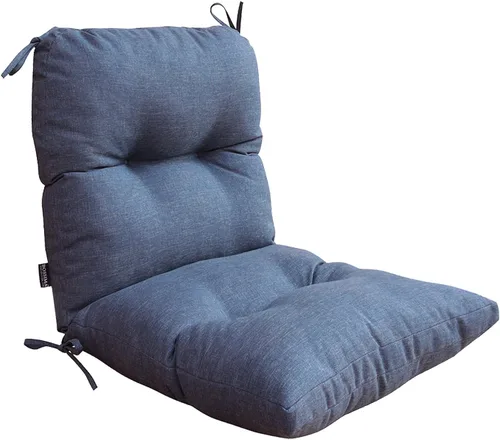 Miniatura 11 de Cojín acolchado para silla de respaldo alto para interiores y exteriores, cojines de asiento de patio, color negro