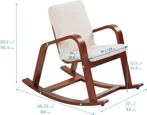 Miniatura 3 de ECR4Kids Mecedora de lectura Bentwood con reposabrazos y cojín, muebles Montessori, nogal oscuro