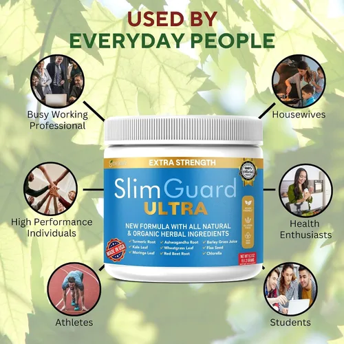 Miniatura 4 de SlimGuard Suplemento natural ultra extra fuerte con hierbas orgánicas, cúrcuma, hoja de moringa, pasto de trigo, 6.3 onzas, 28 porciones (1)
