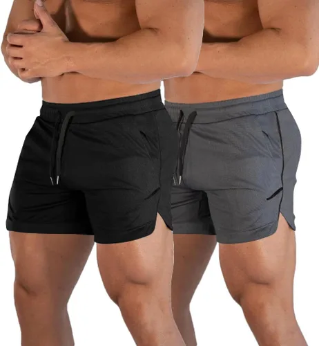 Miniatura 18 de FLYFIREFLY Pantalones cortos de entrenamiento de gimnasio para hombre, ligeros, atléticos, pantalones cortos para entrenamiento de culturismo