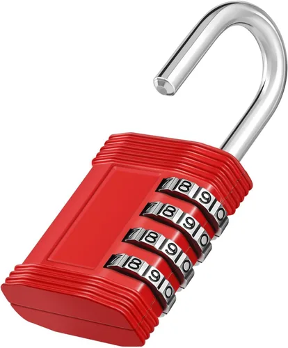 ZHEGE Candado de combinación reiniciable sin llave para gimnasio, valla, puerta, almacenamiento, habitación (rojo)