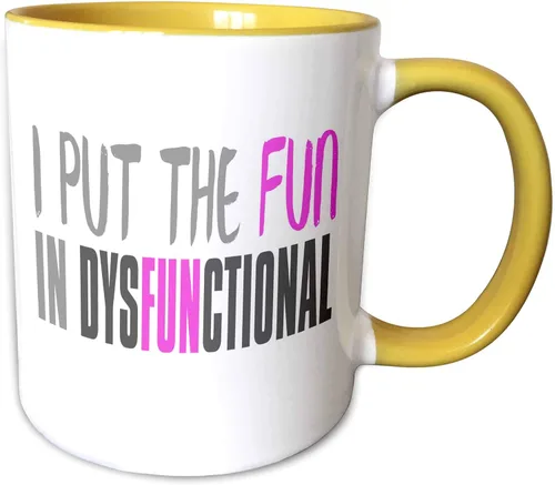Miniatura 9 de 3dRose I Put The Fun In Dysfunctional 11oz Two-Tone Black Mug