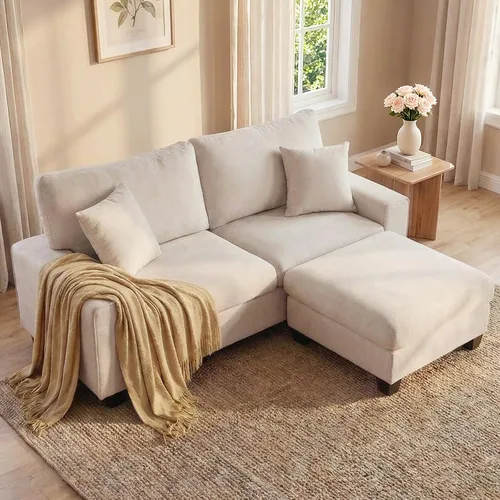 Miniatura 21 de DOPEDIO Sofá biplaza moderno para sala de estar, sillón reclinable de chenilla, funda extraíble, cojines de resorte, marco de madera maciza, fácil