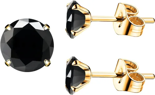 Miniatura 2 de Impresionante piedra de cuarzo hipoalergénica de obsidiana negra 5A, acero inoxidable 316L, hipoalergénicos, para cartílago tragus, caja de regalo