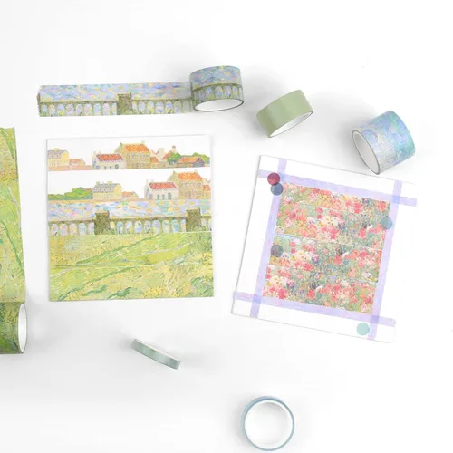 Miniatura 5 de Dizdkizd - Juego de 20 rollos de cinta Washi con flores verdes, bonita cinta adhesiva estacional para diario, suministros estéticos