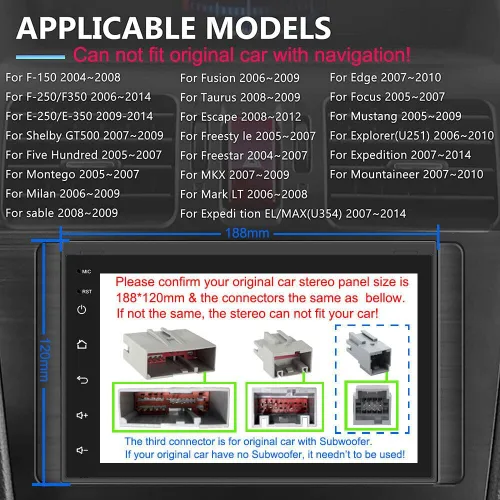 Miniatura 8 de Radio de coche Android para Ford F150 F250 F350 2004-2014 con Apple Carplay Android Auto, pantalla táctil estéreo de 7 pulgadas para F-150