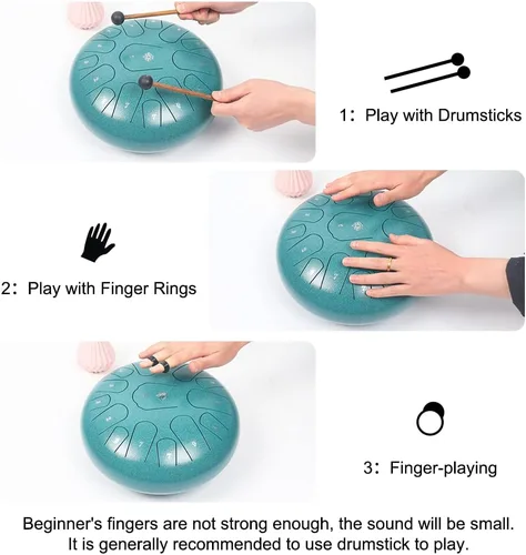 Miniatura 4 de Tambor de lluvia para jardín exterior, tambor de lengua de acero de 12 pulgadas, 15 notas, instrumentos musicales, instrumento de percusión handpan