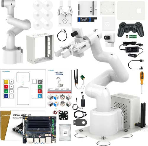 Yahboom Jetson Nano - Brazo robot colaborativo de 4 GB ROS programable OpenCV para ingenieros mecánicos, 7Dof con pinza adaptativa
