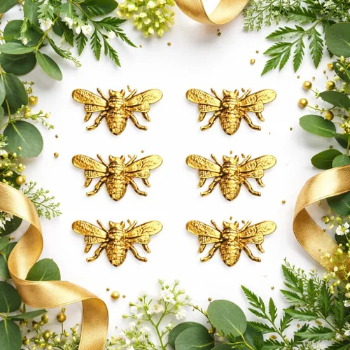 Miniatura 4 de Juego de 6 imanes dorados para decoración de abeja, imanes de cocina para refrigerador, decoración de abejas de miel, imanes dorados para nevera