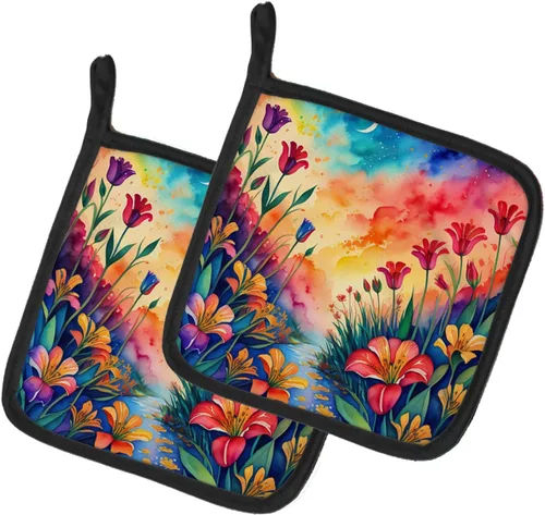 Miniatura 35 de Caroline's Treasures Juego de soportes para ollas de cocina coloridos de Asters, resistentes al calor, almohadillas calientes para cocinar, hornear