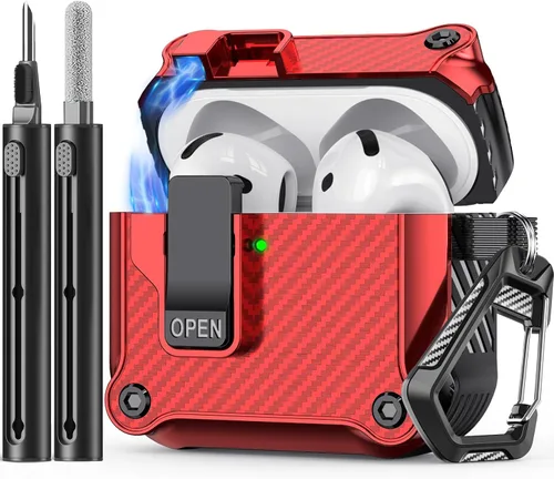 Miniatura 12 de Inesore Funda compatible con AirPods de 4ª generación, con kit de limpieza, interruptor automático seguro para la nueva funda de carga Airpods 4