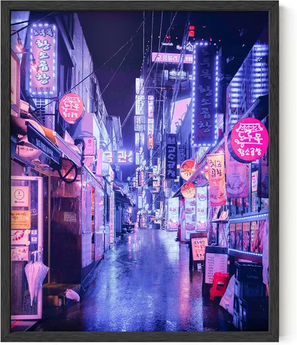 Miniatura 8 de RipGrip Arte de pared de neón, póster de ciudad de Seúl Corea, decoración de dormitorio para niños adolescentes, pósteres estéticos
