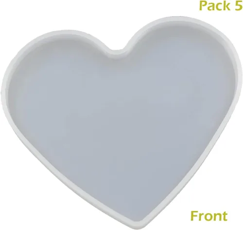 Miniatura 3 de 5 piezas de molde de resina de silicona para fundición de epoxy en forma de corazón para manualidades DIY, molde de base de posavasos de corazón, 5