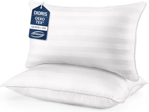 Miniatura 9 de DIORIS Juego de 2 Almohadas Tamaño Queen - Almohadas de Cama de Hotel de Lujo para Dormir, Almohada de Apoyo para Personas que Duermen de Lado