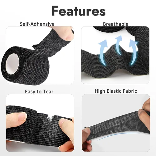 Miniatura 4 de Yugui Combo de fundas para bolígrafos y cinta de agarre: 200 fundas desechables impermeables + 4 rollos de vendajes adhesivos antideslizantes