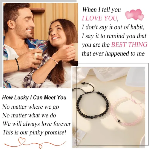 Miniatura 5 de Tarsus Regalos para parejas, pulseras con texto en inglés "I Love You" en 100 idiomas para novio, novia, él, ella, BF GF