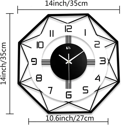 Miniatura 4 de Reloj de Pared Moderno para Decoración de Sala de Estar Negro Oficina Grande Silencioso Sin Marco Decorativo Dormitorio Reloj de Pared para Cocina