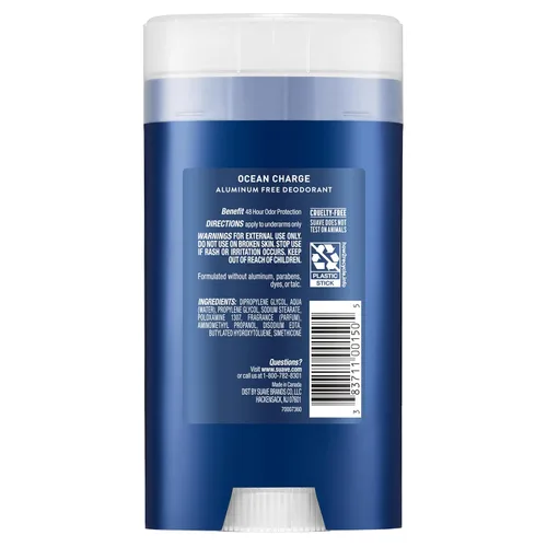 Miniatura 5 de Suave Desodorante antitranspirante Ocean Charge para hombre, sin aluminio, para protección contra olores y humedad durante 48 horas, 2.7 onzas