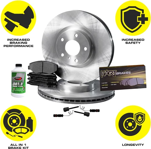 Miniatura 4 de Hart Brakes Kit Frenos y Rotores Delanteros Pastillas de Freno Delanteros Rotores y Pastillas de Freno Pastillas y Rotores de Freno