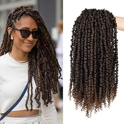 Miniatura 13 de Passion - Manojo de cabello de rizo pequeño, 24 raíces por paquete, 3 paquetes. Cabello pre-torcido para mujeres negras