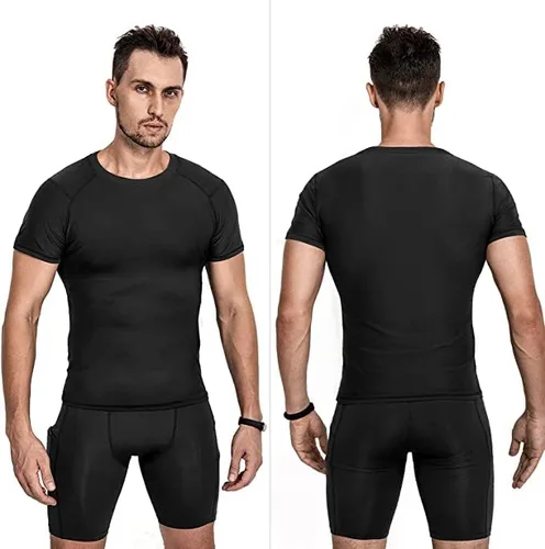 Miniatura 2 de Niksa Camisetas de compresión para hombre, paquete de 5, camisetas de compresión atlética de manga corta para entrenamiento fresco y seco
