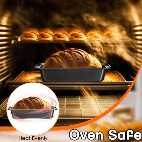 Miniatura 5 de Sliner 6 moldes para pan, 12 x 5 pulgadas de largo, antiadherente, de acero inoxidable, rectangular, para tartas, pan, pan, para pasteles de carne
