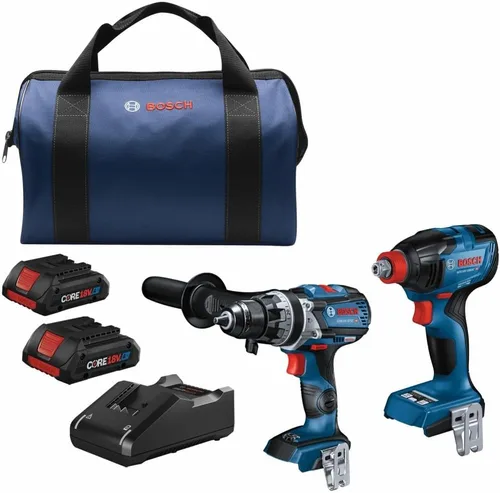 Bosch GXL18V-227B25 Kit combinado de 2 herramientas de 18 V con llave de impacto/llave conectada dos en uno dos en uno de 1/4 de pulgada y broca de