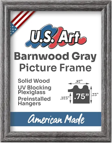 Miniatura 2 de Barnwood - Marco de fotos A1 gris de 0.75 pulgadas de ancho, marcos de fotos hechos a mano de madera maciza americana con ganchos preinstalados